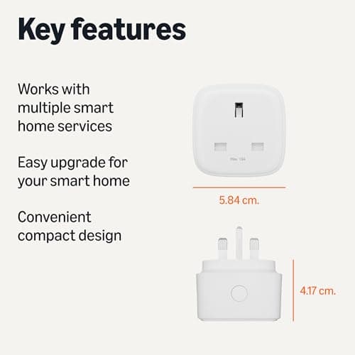 Amazon Basics Smart Plug, Matter Compatible, Compatible with Amazon Alexa, Google Home, Apple HomeKit, Matter Hub Required, 2.4 GHz Wi-Fi only, White, 1-Pack — view 2