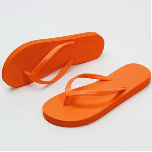 Jhebeks Orange Flip Flops Womens Uk Flat Lightweight Slim Sandals Non Slip Flip Flops Comfortable Summer Beach Walking Cushion Sandals Slip On Indoor Outdoor for Shower Bathroom Size 5.5 — view 4
