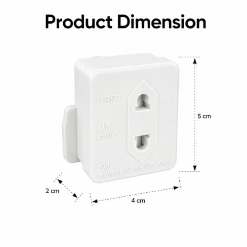 Toothbrush Adaptor Shaver Adapter Uk, 2 Pin To 3 Pin Fused Electric Socket Converter Plug, 1a 250v Shaver Charger Electric Toothbrush Adapter, White, 1Piece — view 5
