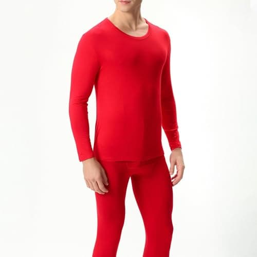 Men's Thermal Underwear Set Fleece Lined Base Layer,Winter Warm Long Sleeve T Shirts and Pants for Cold Weather Protection with Comfort Stretch Fit and Moisture Wicking (Red, XXXXXXL) — view 5