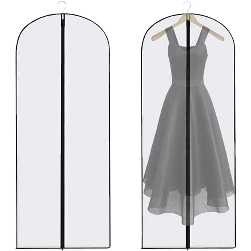 Dress Bags Covers long,2 PCS Dress Covers Garment bags Full Length,Garment Covers Translucent with Zip Waterproof Dustproof Long Dress Bags Covers for Long Dress Shirts Suits Jackets Coats Storage