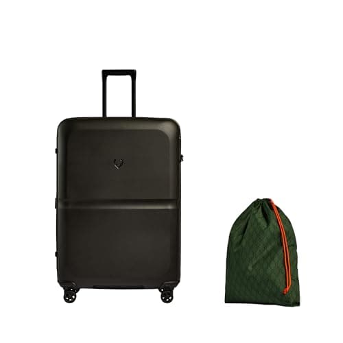 ANTLER Single Stripe Hard Shell Large Suitcase + Laundry Bag - 81x56x34cm 144L, Expandable, Lightweight, 4 Spinner Wheels, TSA Lock - Durable Large Check in Luggage - Black