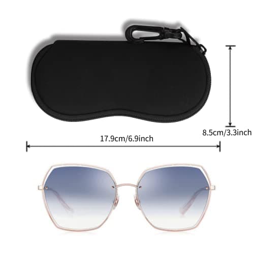 Hion Eyeglass Case Sunglasses Soft Pouch with Belt Clip Ultra Light Neoprene Zipper Eyeglass Case Printed Sunglass Bag for Stylish Portable Travel Glasses Casefor Men & Women(Black) — view 2