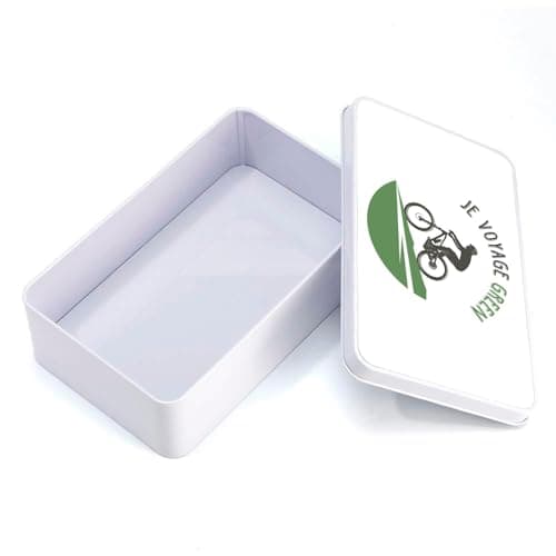 Fabulous White Metal Box – Je Voyage Green Bike Travel MTB Nature – 11 x 18.5 x 5.5 cm – Storage Box, Key, Tools, Lunch Box, Sugar, Biscuit — view 4