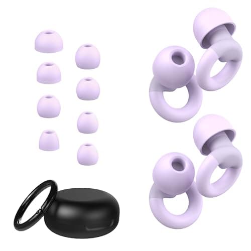 JUSTRVN Ear Plugs for Sleeping, 2 Pairs of Hearing Protection Ear Plugs for Concert,Noise Sensitivity,Study, Soft Silicone Reusable Earplugs for Noise Reduction 25dB-30dB