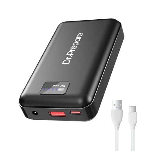 DR.PREPARE 16000mAh Battery Pack with 7.4V DC (3.8mm) & 5V USB Output for Heated Vest, Faster-Charging Power Bank with Type C In/Output, Portable Compact Battery for Eye Mask, iPhone, iPad, Desk Fan