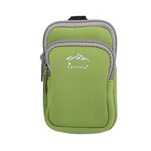 Neoprene Dual Zip Pocket Pouch Phone Bag Case for Hiking Climbing S Green — view 4