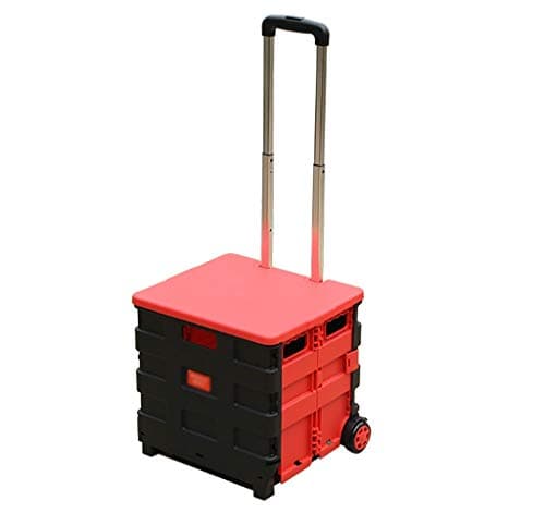 Movable Hand Trucks Cart Shopping Cart, Folding Car Boot Storage Box with 2 Wheels Shopping Grocery Cart Travel Portable Basket for Camping Picnic Trolleys
