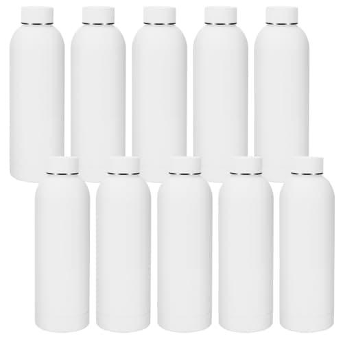 10 Pack Insulated Water Bottles, 17oz Stainless Steel Tumblers Bulk, White