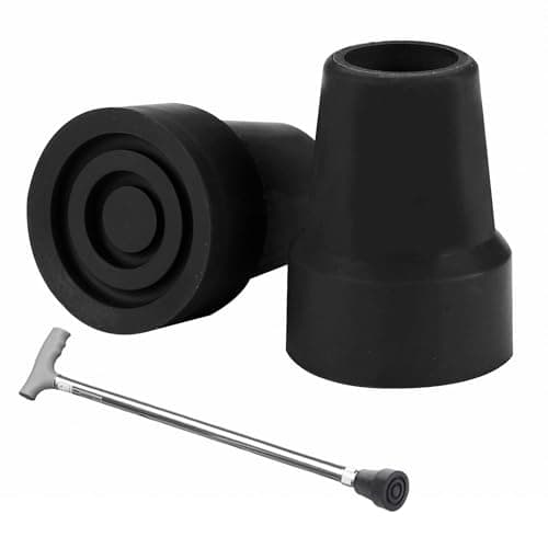 2 Pcs Ferrules Walking Sticks, Walking Stick Rubber Ends, Heavy Duty Rubber Replacement Cane Tip, Non Slip Stable Replacement Cane Tip, for Elderly Crutches, Adult Hiking Crutches(Black)