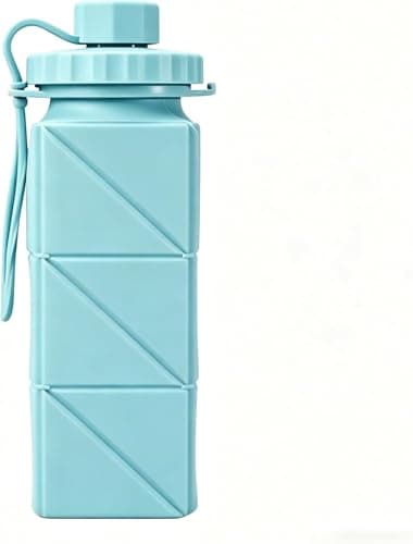 BAISEBAOFU Silicone Collapsible Foldable Water Bottle 620ml Reusable Portable Leak Proof Sports Bottle for Camping Hiking Gym Cycling Travel Running (Blue)