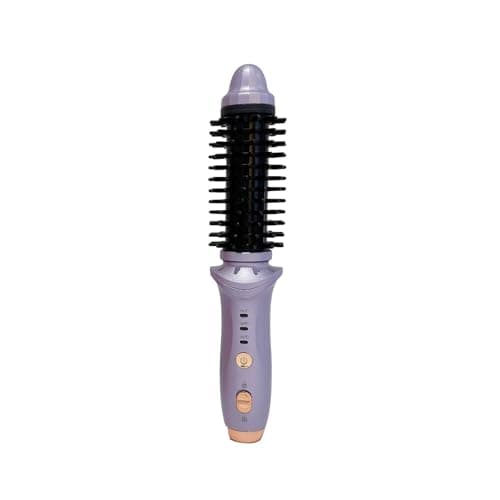 USB Rechargeable Mini Thermal Curling Brush Cordless Heated Round Styling Tool for Short Hair Travel Volume Creation Straight and Curly Hair Design for Men and Women (Purple, One Size) — view 3