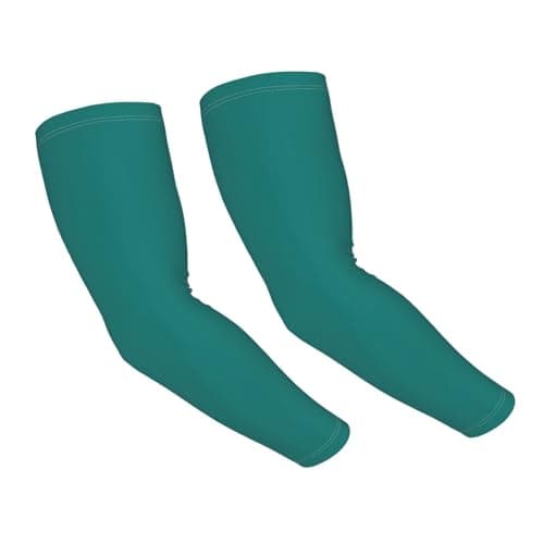 ZSUUGJ Teal Green Solid Color Uv Protection Cooling Arm Sleeves For Men & Women – Lightweight, Breathable Compression Arm Covers For Running, Cycling, Golf & Outdoor Activities