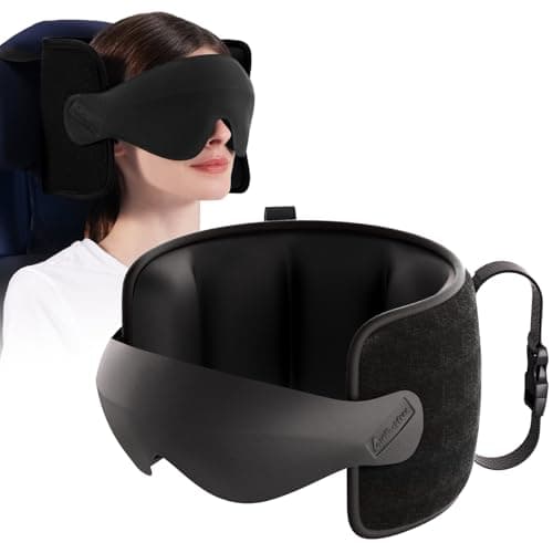 Air Neck Free Travel Pillow for Airplanes Head Strap Support, 3D Eye Mask