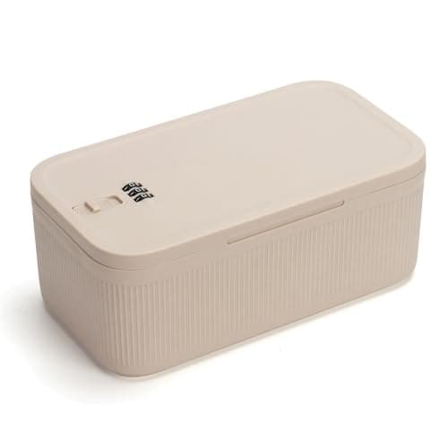 mophrati Portable Small Lockbox Travel Safe With Lock Box,cream white