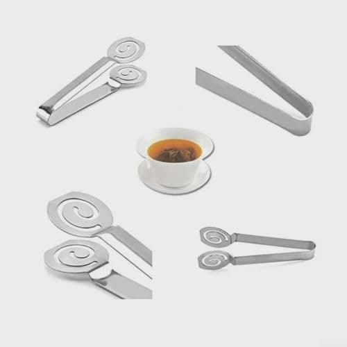 Spring Assisted Stainless Steel Tong for Tea Bag Compression and Gentle Handling of Bread Grilled Meats and Vegetables (Silver) — view 4