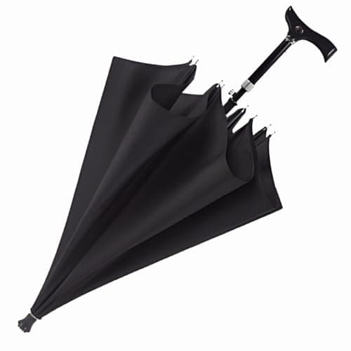 2-In-1 Walking Stick Umbrella – Heavy-Duty Windproof Frame with Cane Handle – Lightweight Hiking & Climbing Support – Outdoors Sunshade Black 104cm Canopy — view 4