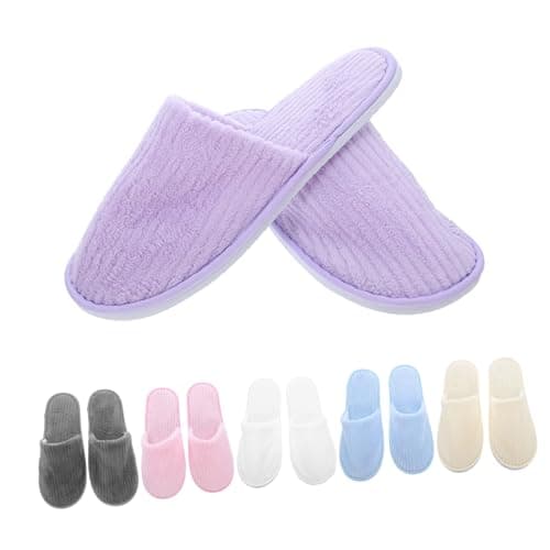 BESPORTBLE 6 Pairs Washable Coral Fleece Hotel Slippers for Guests Non-slip Closed-toe Indoor Slippers in Multiple Colors Warm Comfortable Footwear for Travel Spa and Guest Rooms