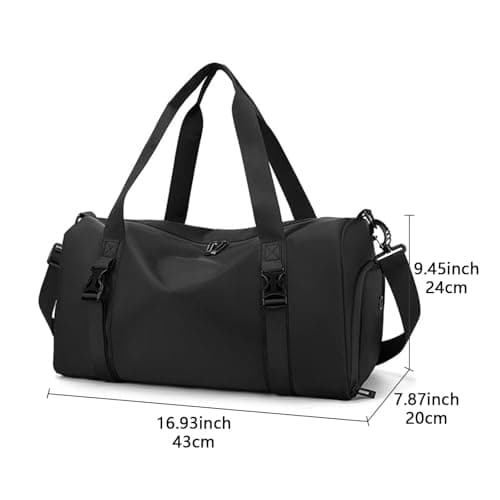 Ogetok Travel Duffel Bag Weekend Overnight Hospital Hand Luggage Bag, Water Resistant Sports Gym Holdall Carry on Tote Bags Cabin Bags with Shoes & Wet Pocket & Trolley Sleeves for Women Men, Black — view 6
