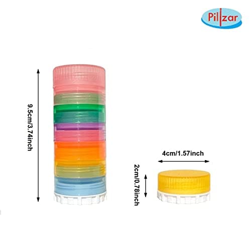 Portable 7-Day Stackable Pill Organizer with 2 Lids for Medications, Vitamins and Supplements Attachable to Magnetic Calendar. Perfect for Travel or Home Use. — view 3