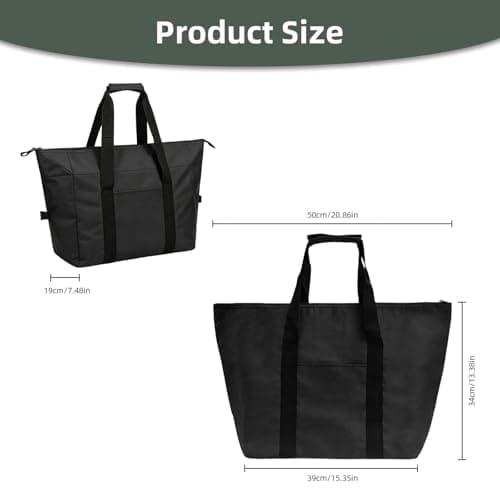 JIESHEPR Cool Bag 20L Large Insulated Picnic Bag, Foldable Leakproof Cooler Box for Camping, Beach & Travel, Thermal Food Delivery Storage for Hot & Frozen Goods, Reusable Lunch Tote (Black) — view 2