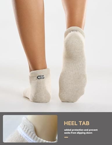 CS CELERSPORT Mens Running Socks Cushioned Tab Sports Socks Trainer Socks for Men Women Cotton Ankle Socks Khaki Mix Low Cut Breathable Athletic Sock(6 Pairs),L — view 3