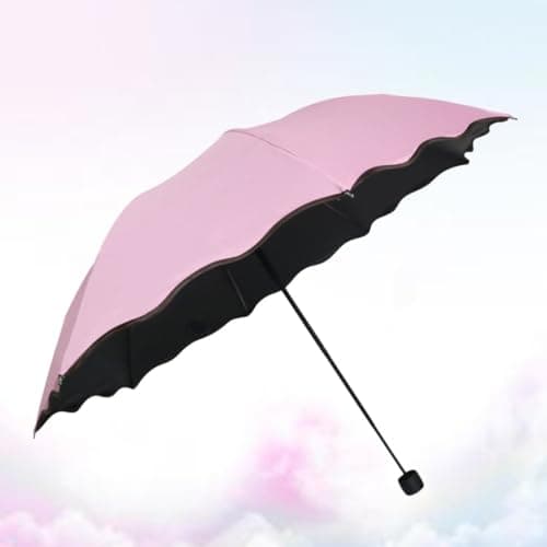 KONTONTY Pink Foldable Sunscreen Umbrella Brim with 8 Ribs, Petal Edge — view 6