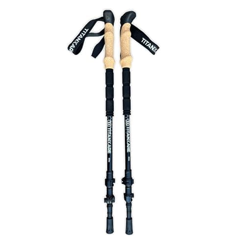 TITANKARE Trekking Walking Hiking Poles - Collapsible, Lightweight, Shock-Absorbent Nordic Hiking Trekking Poles with Cork Grips for Men, Women & Seniors, Flip Locks, All Terrain Tips & Bag - Elite — view 3