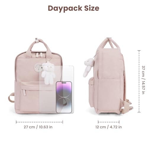 TIAASTAP Aesthetic Backpack School Bags for Girls Kawaii School Backpack with Cute Pendant Preppy School Bag for Kids Boys Teenage Primary Secondary Middle School (Pink) — view 5