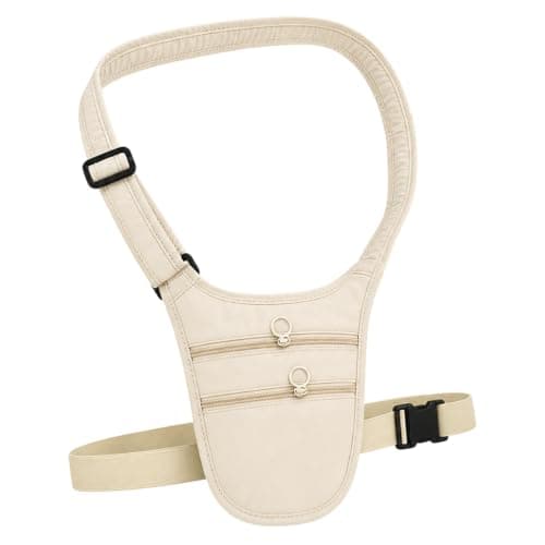 Anti Theft Travel Money Belt, Slim Waterproof Hidden Waist Pouch (Khaki)