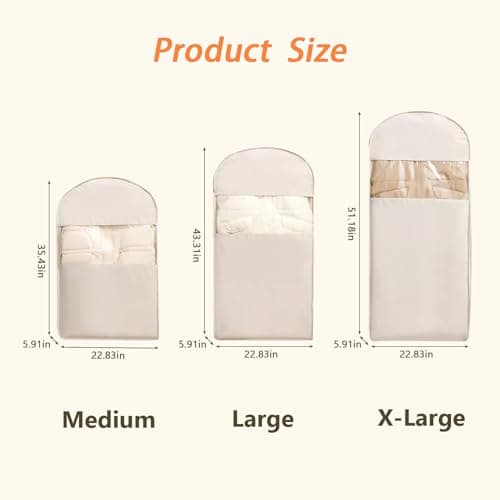 Space Saving Hanging Garment Bag with Self Compression Zipper, Heavy-Duty Vacuum Storage Bags for Clothes, Wardrobe Organizer, Waterproof Compression Bags for Travel, Winter Seasonal Clothing Storage — view 2