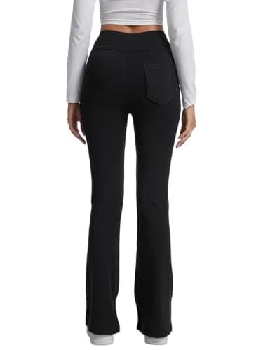 Women Fleece Lined Flared Leggings High Waisted with Pockets M — view 3