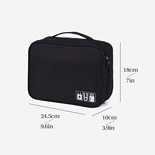 OrgaWise Travel Cable Organiser Bag, 2-Layer Tech Case, Black — view 3