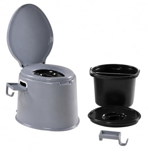 CMY 5L Portable Camping Toilet with Seat, Lid, Handles & Toilet Roll Holder — view 6