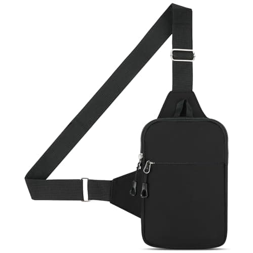 HOTUT Small Sling Bag,Waterproof Chest Bag for Men and Women,Mini Crossbody Shoulder Backpack with Zipper and Adjustable Strap for Travel,Hiking,Cycling,Camping,Outdoor Sports(Black)