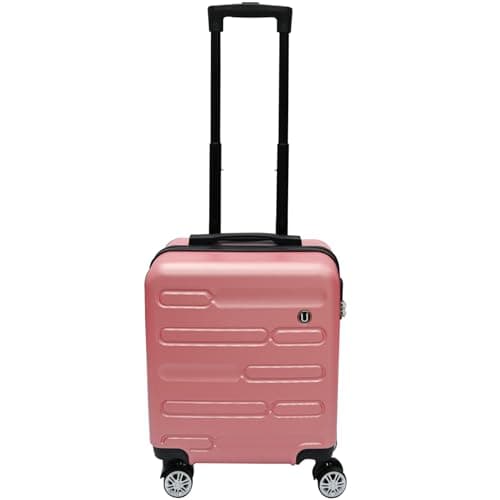 Unibos | Rose Gold Cabin Suitcase, 18x14x8In (45x35x20cm) Cabin Bag | Lightweight Hard Shell Carry-On Suitcase with 360 Spin Wheels, Telescopic Handle | Travel Luggage
