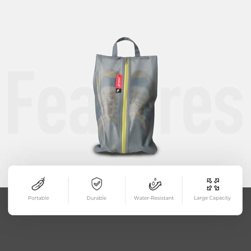 pack all Shoe Bags for Travel, Water Resistant Shoe Pouch, 2 Pack, Grey — view 6