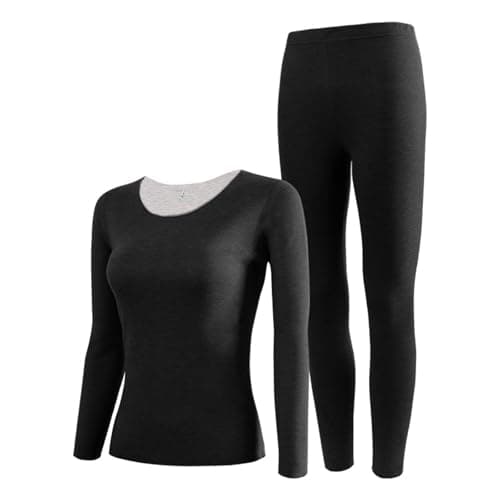 Generisch Women Clothes Silk Thermal Underwear Men Velvet Autumn Pants Set 2 Pieces, black, XL — view 2