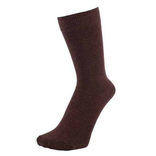 ZAKIRA Combed Cotton Dress Socks - Plain Colour Business Crew Socks for Men & Women, Soft Breathable Cotton, 6-10 (UK), Brown — view 2