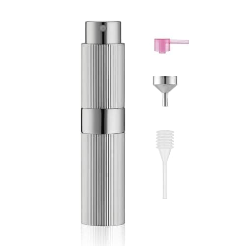Toureal Travel Perfume Atomiser Refillable - Mini Aftershave Spray Bottle-Portable Empty Cologne Refill Pump Dispenser for Men - Small Glass Fragrance Atomizer for Women Sliver