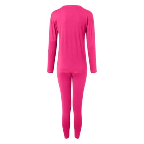 Snakell Thermal Underwear Set for Women UK Soft Crew Neck Long Sleeve Base Layer Top & Leggings Cold Weather Sets Ladies Thermal Underlayer Tops & Bottoms Multifunctional Home for Winter (S) Hot Pink — view 2