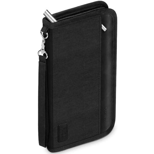 Looxmeer Travel Wallet, RFID Blocking Family Passport Holder, Wrist Strap