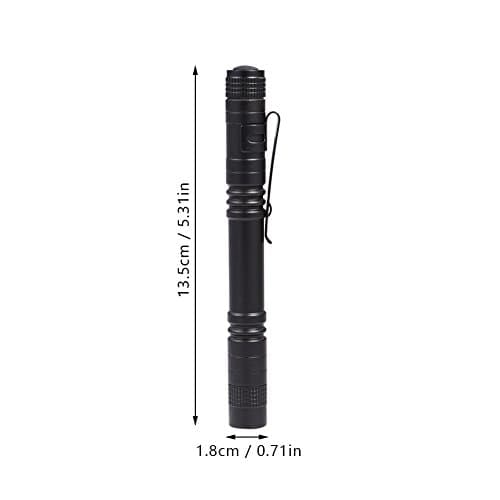 GOTOTOP LED Flashlight with Clip Penlight Medical Mini Portable Aluminum Alloy Black Press Type Battery Powered Pen Pocket High Bright Light Torch Lamp — view 3