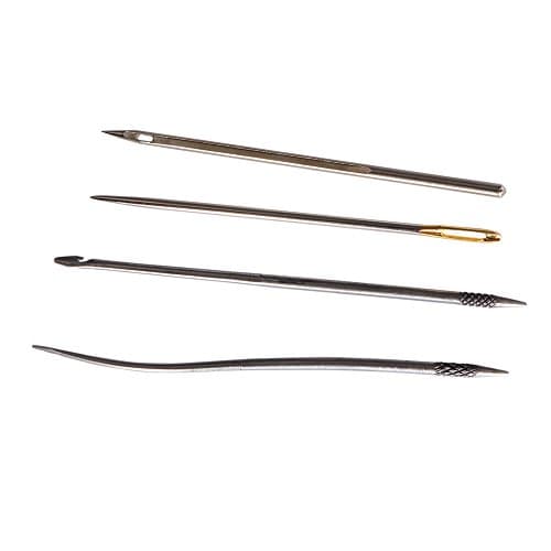 Co-link Copper Handle 4 Needles Sewing Awl Hand Stitcher Shoe Repair Tool Kit with 9m Nylon Cord Thread for DIY Sewing Repairing Canvas Leather (Gold +Black) — view 6