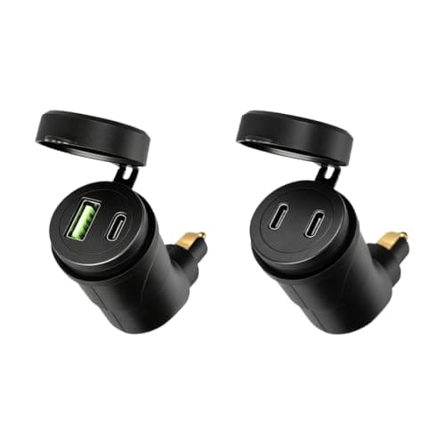 Motorcycle DIN USB Power Adapter, 12V Socket Converter with Cover, Plug-in Device Access for Road Travel Utility Din Usb Adapter Motorcycle Socket Converter Covered Port Plug in Road Device Power — view 6