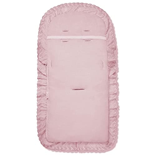Broderie Anglaise Frilly Universal Fitting Footmuff for Pushchairs Strollers Prams Buggys - Pink — view 2