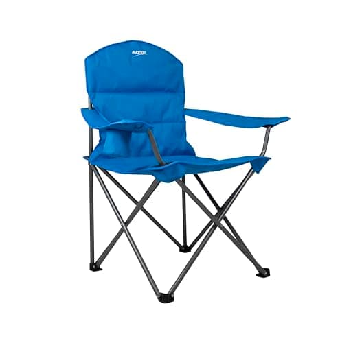 Vango Goliath X-Large Padded Camping Chair for Adults [Amazon Exclusive], Extra Wide Seat with Insulated Drinks Holder, Folding Garden Chair for Outdoors, Fishing, Beach, Blue