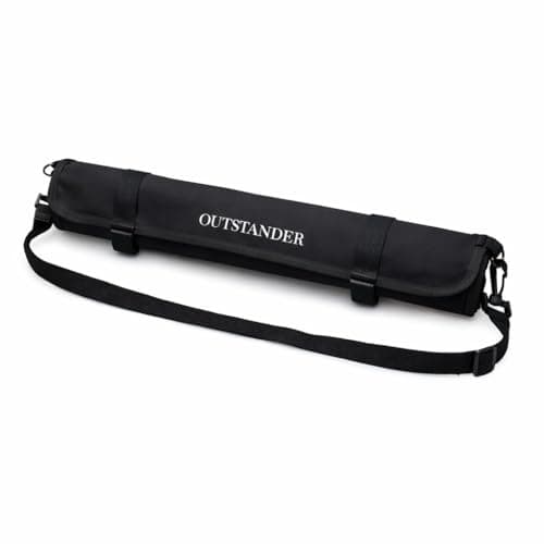 OUTSTANDER Chefs Knife Roll Bag with 11 Slots, Heavy Duty 16OZ Waxed Canvas Knives Case for Camping, Waterproof Storage Tool Wrap for Equipment of Chef, Comes with Shoulder Strap (Black)
