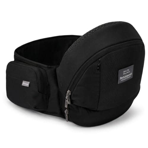 Bebamour Baby Hip Seat Carrier, Ergonomic Waist Seat for Baby & Toddler, Hands-Free Side Carry Support, Padded Waist Belt, Lightweight Design, Black