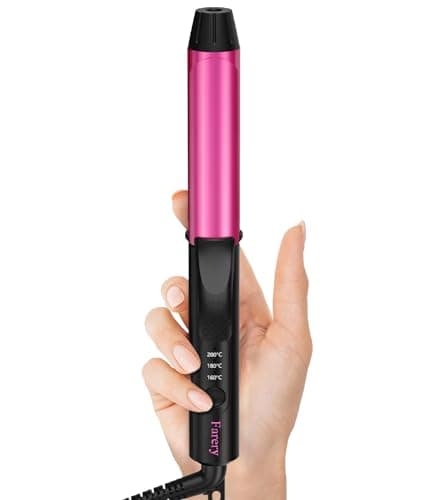 FARERY Dual Voltage Mini Curling Tongs, 25mm Mini Ceramic Curling Iron for Short & Long Hair, Travel Size Curling Wand with 3 Adjustable Temp, Keratin & Argan Oil Infused Barrel, with Storage Bag